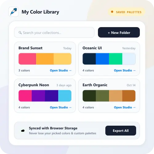 My Library — Saved Palettes, Projects & Collections